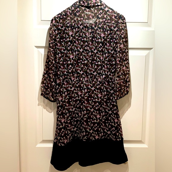 French condition black multi floral dress 3/4 length leaves size4 mint condition - Picture 4 of 10